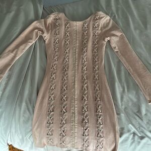 Pink suede mini dress